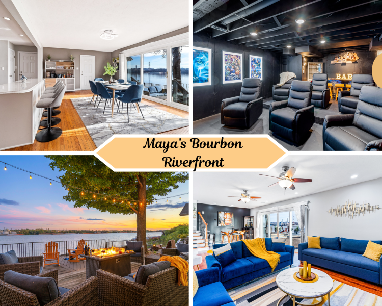Welcome to Maya's Bourbon Riverfront! Prime location & river view makes it a perfect getaway!