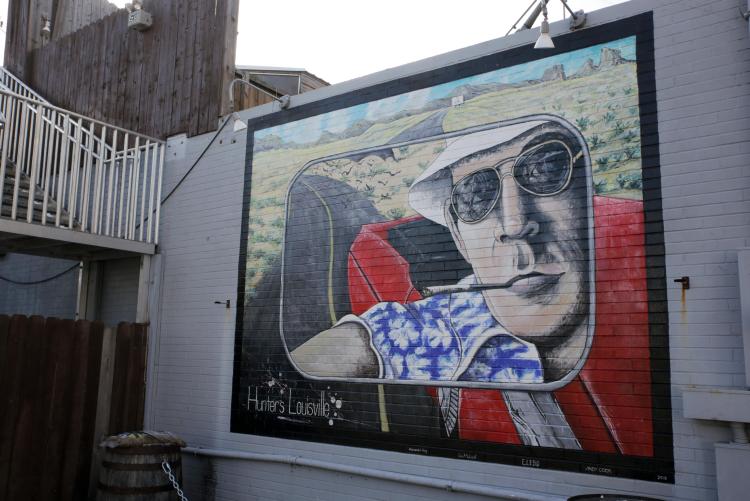 mural of Hunter s Thompson, a famous author from Louisville, in a scene from Fear and Loathing in Las Vegas