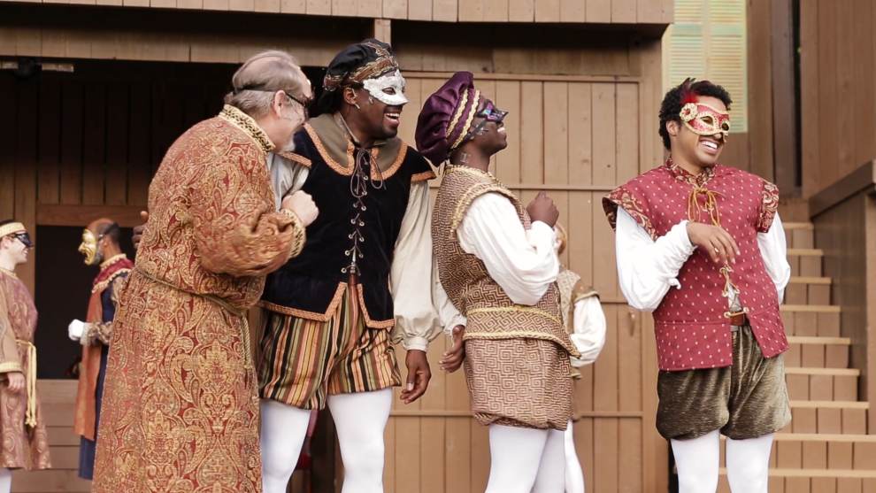 Kentucky Shakespeare actors perform a play at Central Park in Louisville